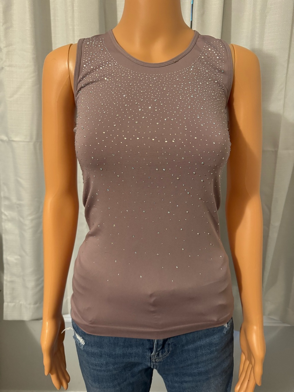Pretty LC Couture size M L dusty purple rhinestone sleeveless tank top new